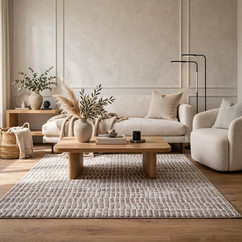 Feri Striped Medium Area Rug | Gray & Ivory Polypropylene Polyester 5x7