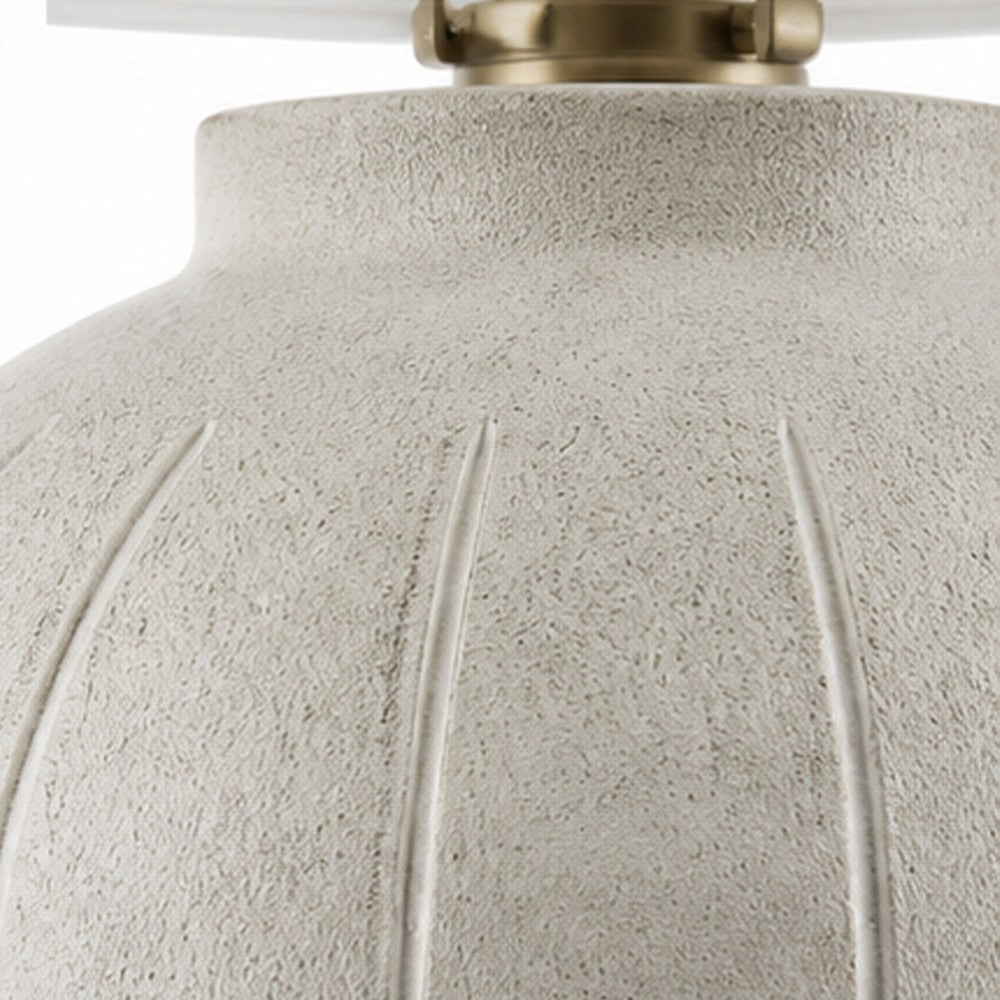 Alp Table Lamp | Antique White Shade | Warm Gray Textured Pot Base | 28"
