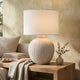 Alp Table Lamp | Antique White Shade | Warm Gray Textured Pot Base | 28"