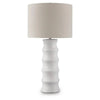 Vala Table Lamp | Hardback Drum Shade | Scalloped Polyresin White 33"