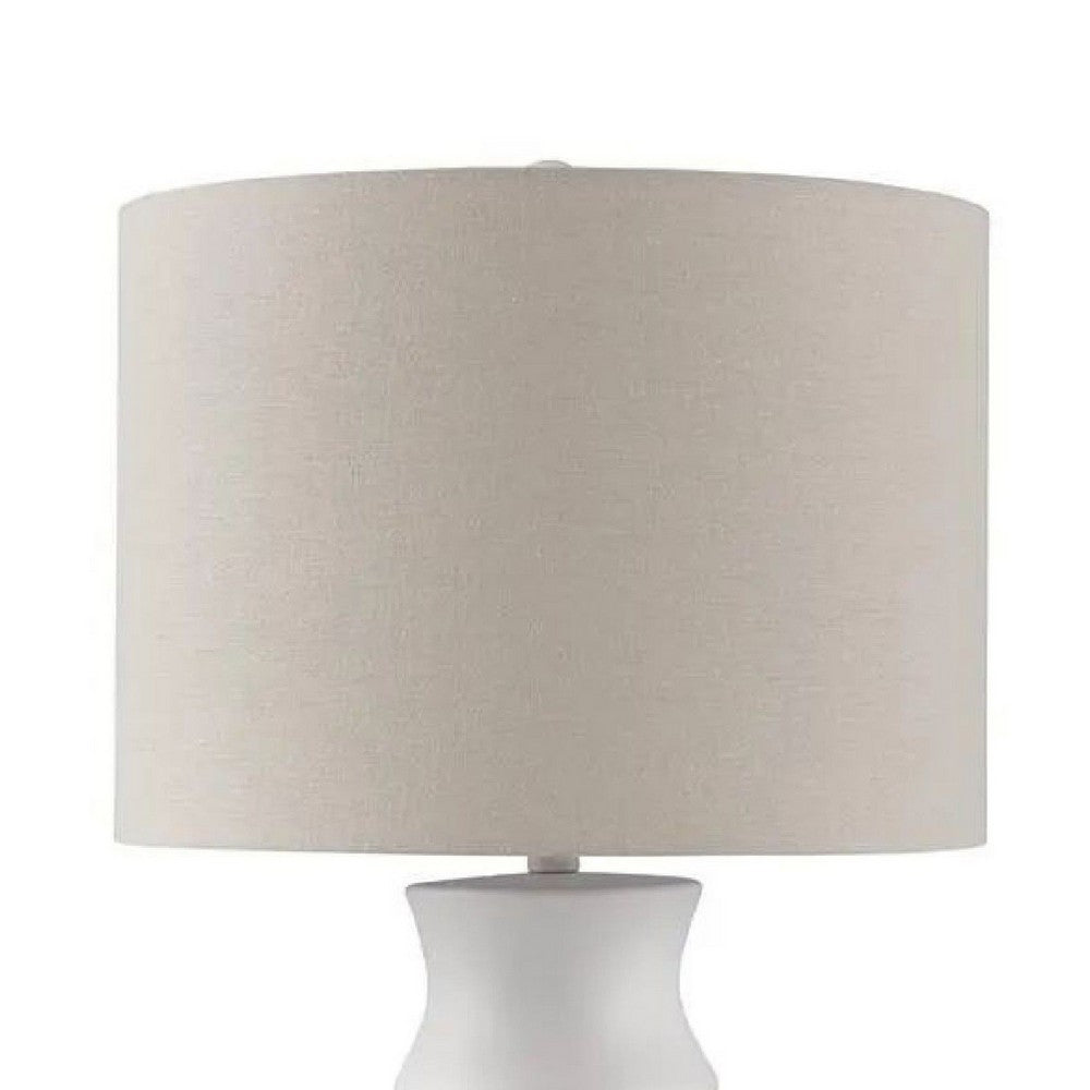 Vala Table Lamp | Hardback Drum Shade | Scalloped Polyresin White 33"