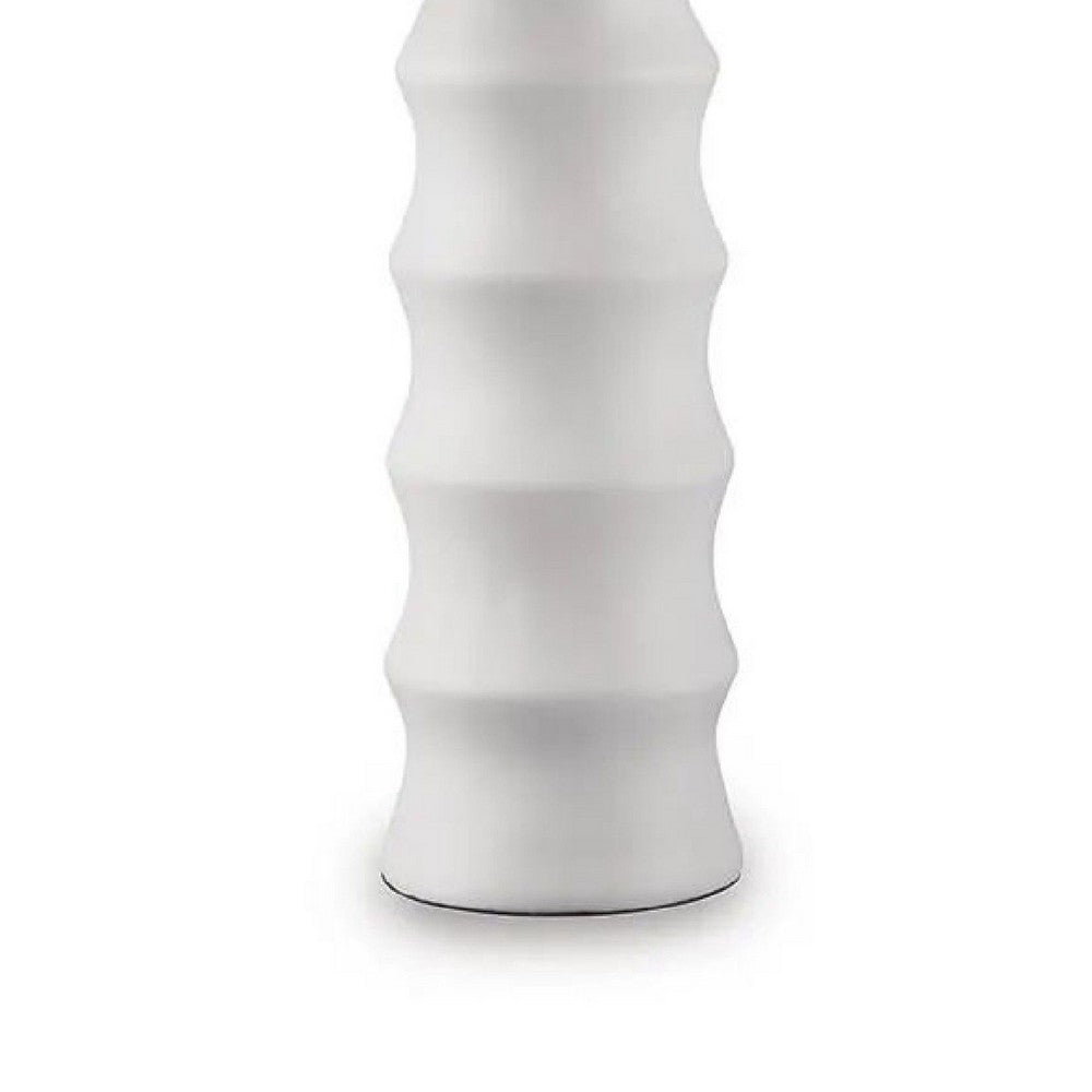 Vala Table Lamp | Hardback Drum Shade | Scalloped Polyresin White 33"