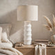 Vala Table Lamp | Hardback Drum Shade | Scalloped Polyresin White 33"