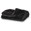 Visha Throw Blanket Set of 3 | Faux Fur Stripes | Reversible Black Polyester