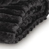 Visha Throw Blanket Set of 3 | Faux Fur Stripes | Reversible Black Polyester