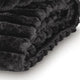 Visha Throw Blanket Set of 3 | Faux Fur Stripes | Reversible Black Polyester