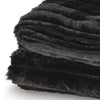 Visha Throw Blanket Set of 3 | Faux Fur Stripes | Reversible Black Polyester