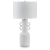 Peri Table Lamp | Sculptural Design | Drum Shade | Distressed White 31"