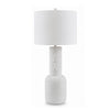 Peri Table Lamp | Sculptural Design | Drum Shade | Distressed White 31"
