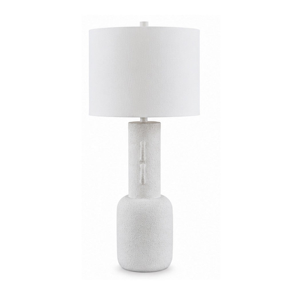 Peri Table Lamp | Sculptural Design | Drum Shade | Distressed White 31"