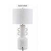 Peri Table Lamp | Sculptural Design | Drum Shade | Distressed White 31"