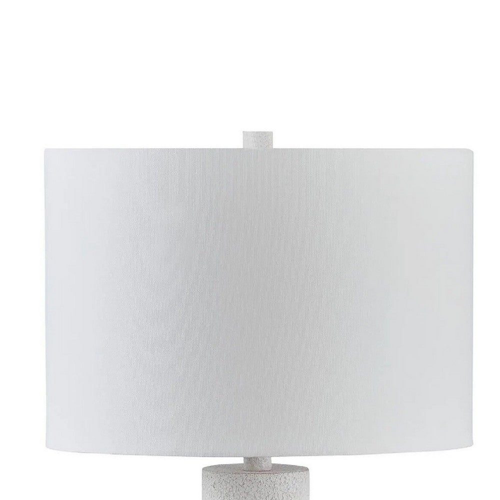 Peri Table Lamp | Sculptural Design | Drum Shade | Distressed White 31"