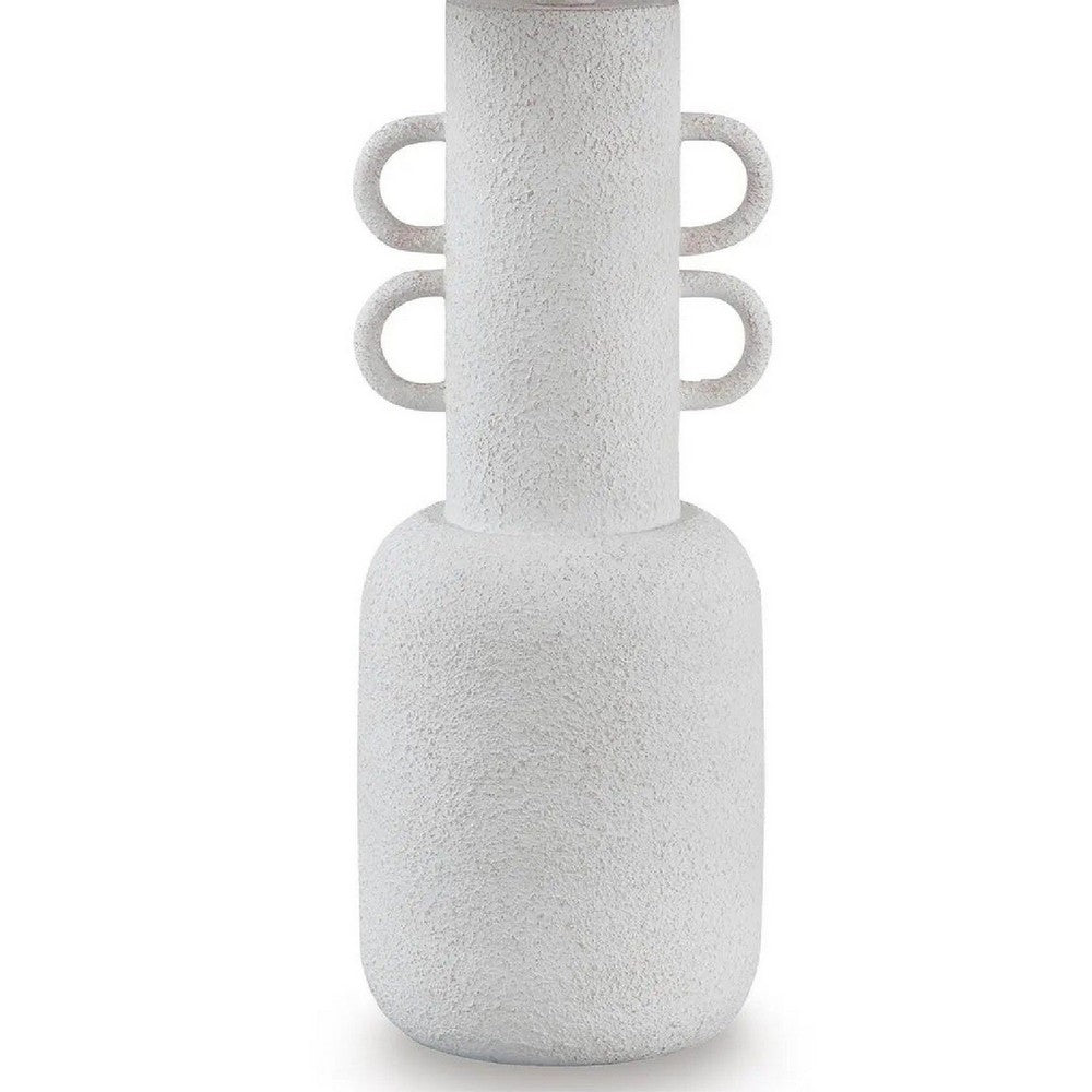 Peri Table Lamp | Sculptural Design | Drum Shade | Distressed White 31"