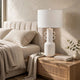 Peri Table Lamp | Sculptural Design | Drum Shade | Distressed White 31"