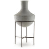 Esta Pottery Style Vase w Stand | Distressed Cream | Espresso Brown 29"