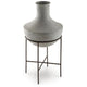 Esta Pottery Style Vase w Stand | Distressed Cream | Espresso Brown 29"