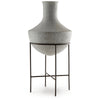 Esta Pottery Style Vase w Stand | Distressed Cream | Espresso Brown 29"