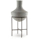 Esta Pottery Style Vase w Stand | Distressed Cream | Espresso Brown 29"