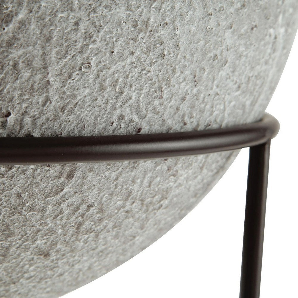 Esta Pottery Style Vase w Stand | Distressed Cream | Espresso Brown 29"