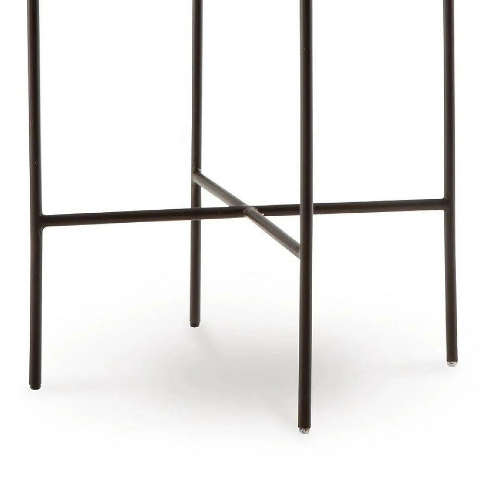 Esta Pottery Style Vase w Stand | Distressed Cream | Espresso Brown 29"