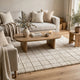 Wreno 5x7 Medium Area Rug | Plaid Pattern | 50mm Pile | Cream & Brown PET