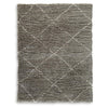 Wreno 5x7 Medium Area Rug | Diamond Pattern | 50mm Pile | Cream & Gray PET