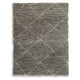 Wreno 5x7 Medium Area Rug | Diamond Pattern | 50mm Pile | Cream & Gray PET
