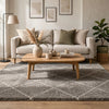 Wreno 5x7 Medium Area Rug | Diamond Pattern | 50mm Pile | Cream & Gray PET
