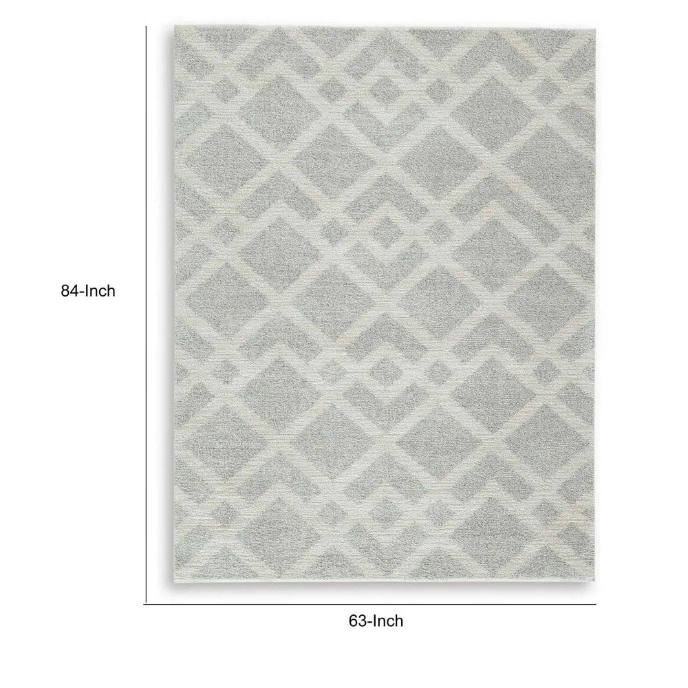 Unos 5x7 Geometric Medium Area Rug | Ivory Gray Polypropylene Polyester