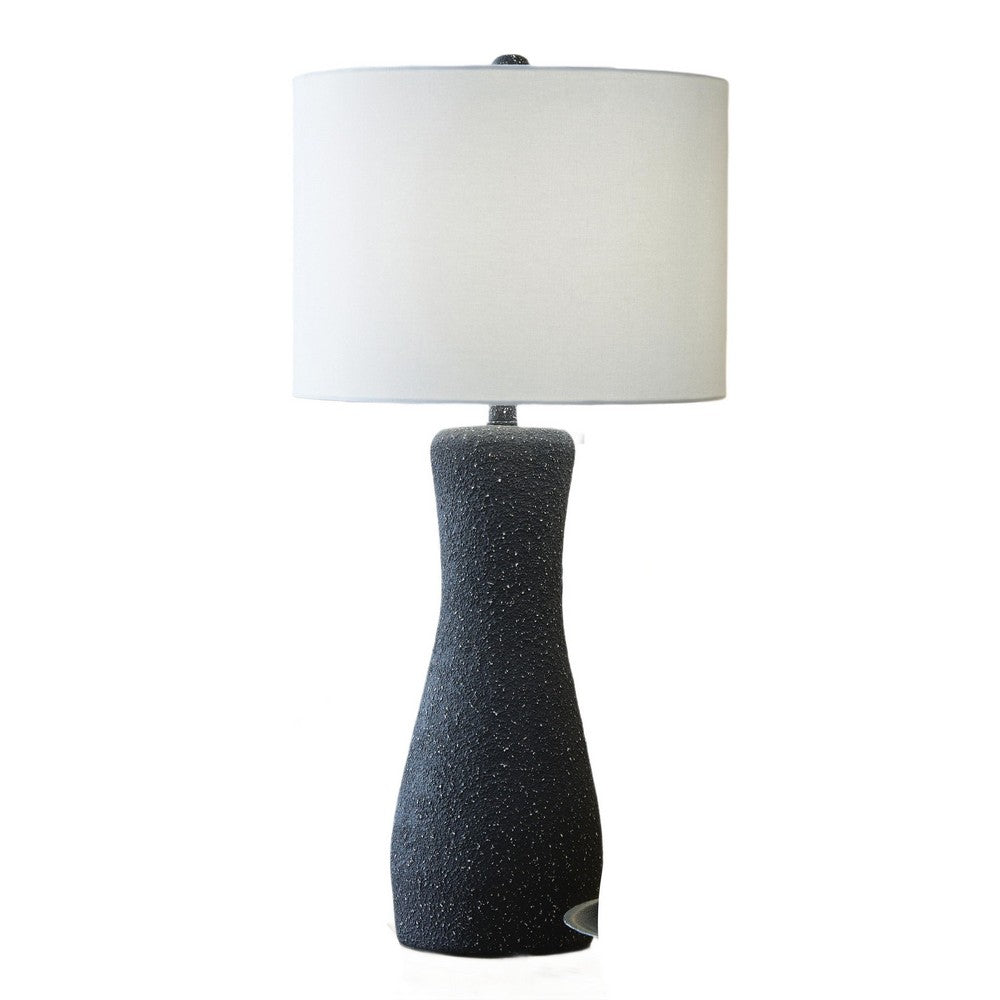 Aaya Table Lamp | Bottle Shape | Hardback Shade | White and Black 33"