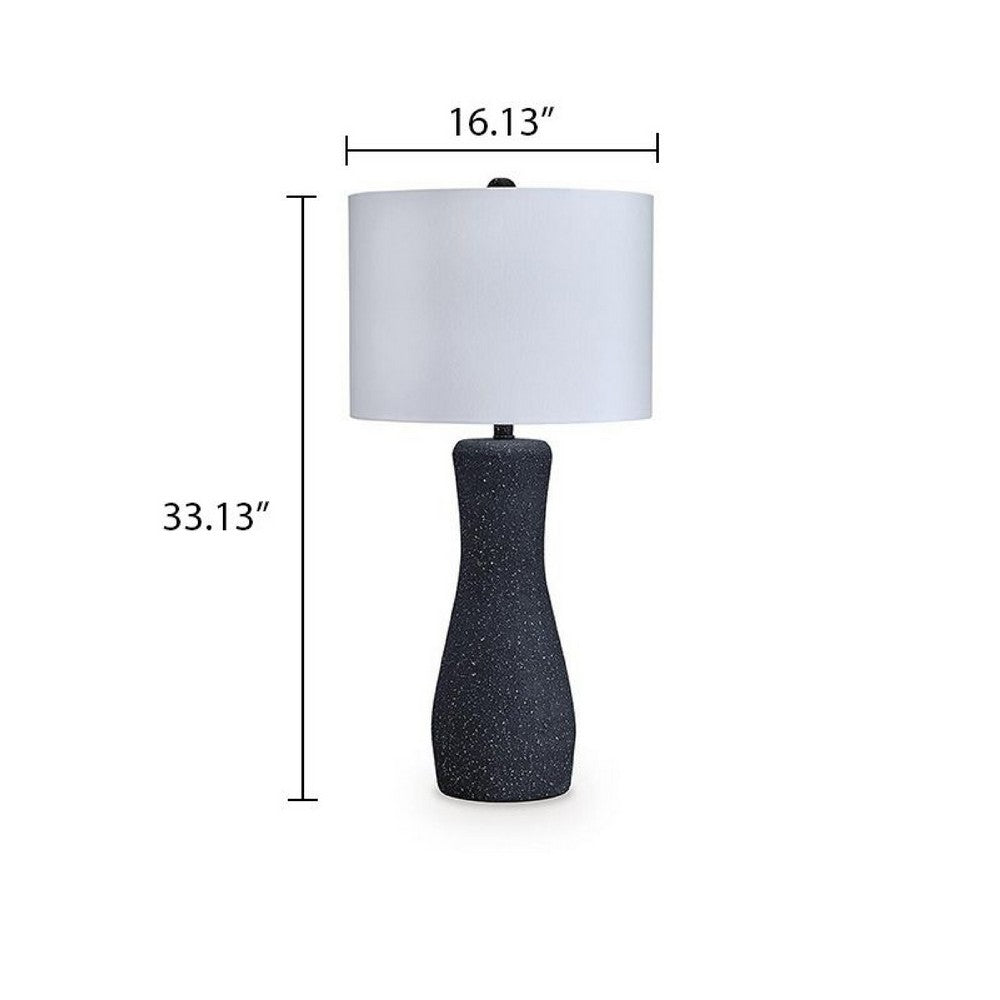 Aaya Table Lamp | Bottle Shape | Hardback Shade | White and Black 33"
