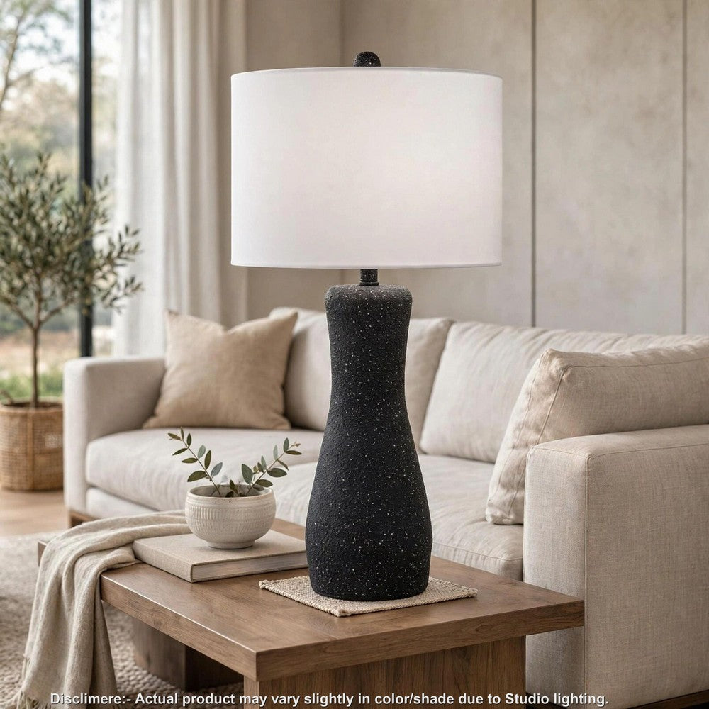 Aaya Table Lamp | Bottle Shape | Hardback Shade | White and Black 33"