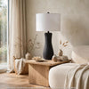 Aaya Table Lamp | Bottle Shape | Hardback Shade | White and Black 33"