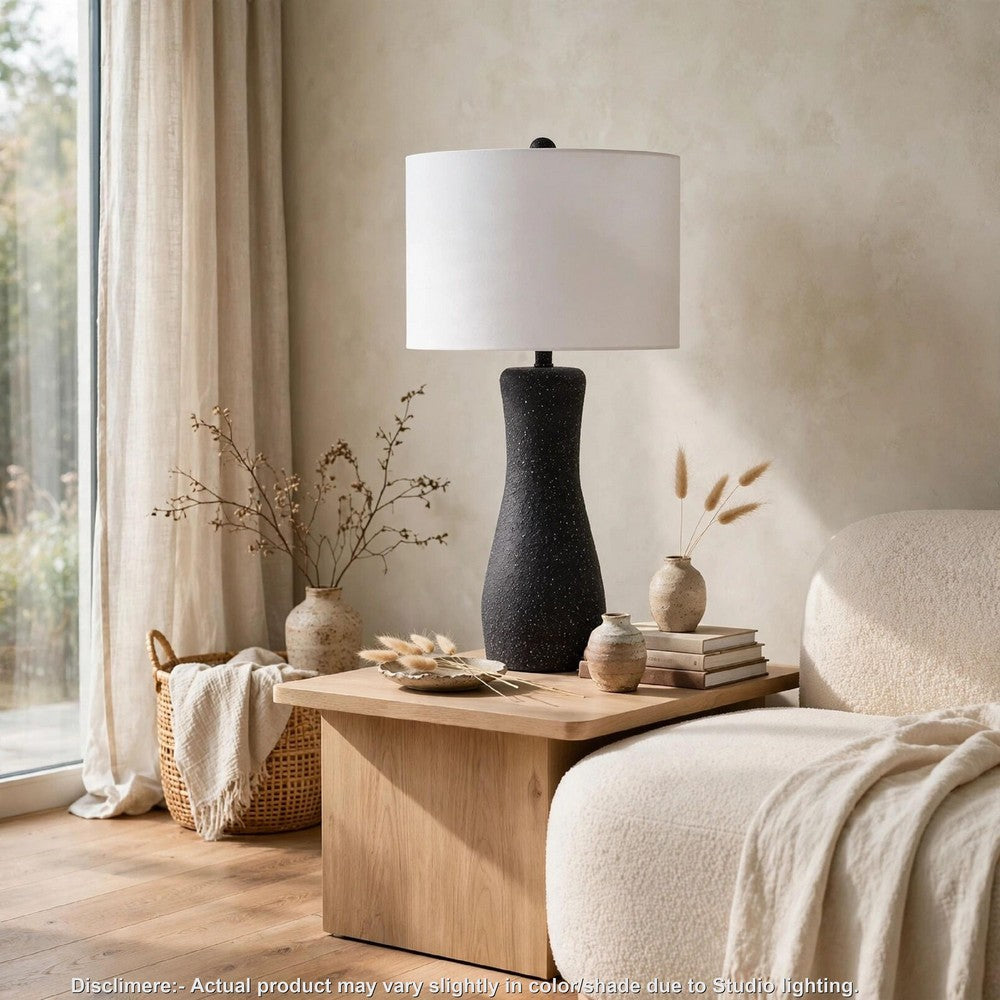 Aaya Table Lamp | Bottle Shape | Hardback Shade | White and Black 33"
