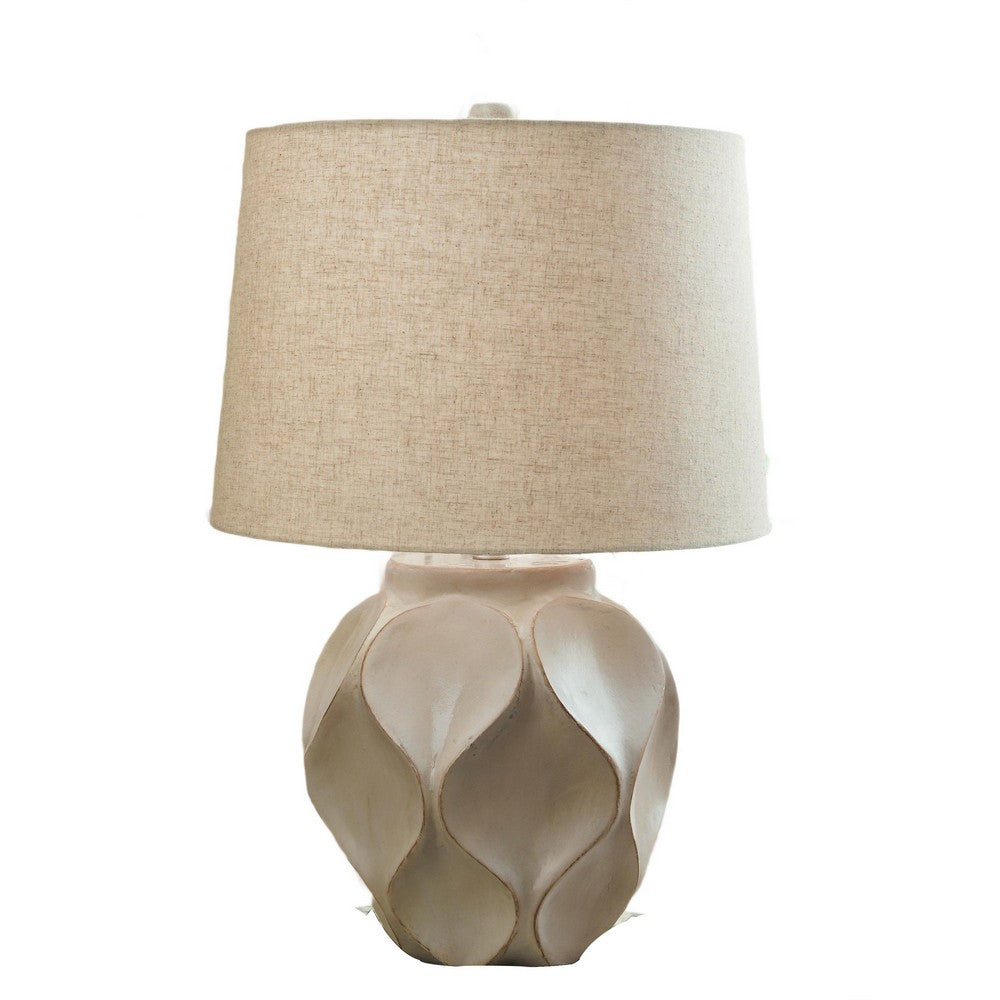 Eddy Table Lamp | Sculptural Curves | Glossy Cream Paper Composite 25"