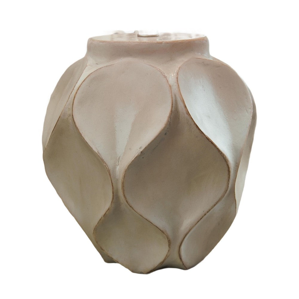 Eddy Table Lamp | Sculptural Curves | Glossy Cream Paper Composite 25"
