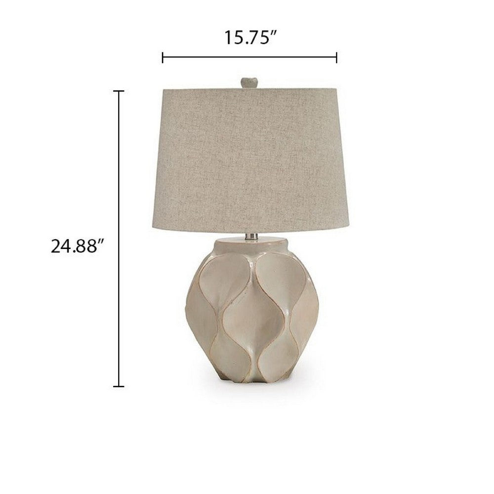 Eddy Table Lamp | Sculptural Curves | Glossy Cream Paper Composite 25"