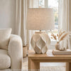 Eddy Table Lamp | Sculptural Curves | Glossy Cream Paper Composite 25"