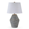 Lava Table Lamp | Vase Shape | Drum Shade | Blue and White Terracotta 29"