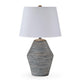 Lava Table Lamp | Vase Shape | Drum Shade | Blue and White Terracotta 29"