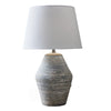 Lava Table Lamp | Vase Shape | Drum Shade | Blue and White Terracotta 29"
