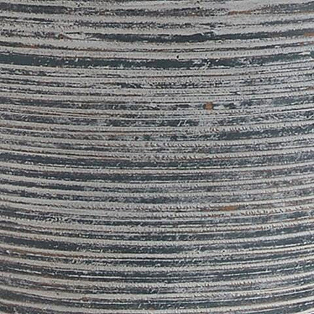 Lava Table Lamp | Vase Shape | Drum Shade | Blue and White Terracotta 29"