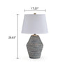 Lava Table Lamp | Vase Shape | Drum Shade | Blue and White Terracotta 29"