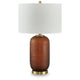 Arma Table Lamp | Carved Glass Body | Gold Base | Amber Brown | White 27"