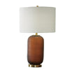 Arma Table Lamp | Carved Glass Body | Gold Base | Amber Brown | White 27"
