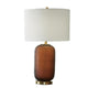 Arma Table Lamp | Carved Glass Body | Gold Base | Amber Brown | White 27"