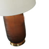 Arma Table Lamp | Carved Glass Body | Gold Base | Amber Brown | White 27"