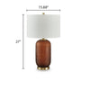 Arma Table Lamp | Carved Glass Body | Gold Base | Amber Brown | White 27"