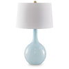 Yela Table Lamp | Bulbous Glass Body | White Drum Shade | Aqua Blue 29"