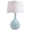 Yela Table Lamp | Bulbous Glass Body | White Drum Shade | Aqua Blue 29"